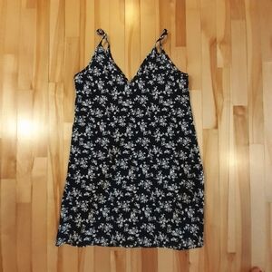 Shein Navy floral slip dress v neck xs